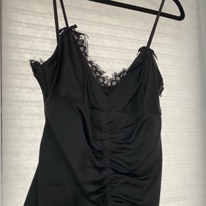 Vera Wang long spaghetti strap dress with lace